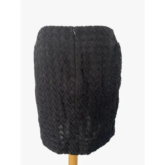 2005 CHANEL 05C Black Textured Skirt Wool FR-40/42 Vintage - Picture 5 of 6